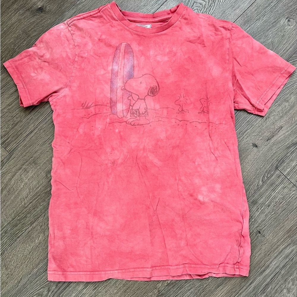 Snoopy Surf Snoopy Pink Tie Dye Graphic T Shirt Adult XS Peanuts Tee - Picture 2 of 3